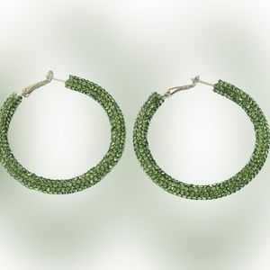Beautiful Green Bling Hoops